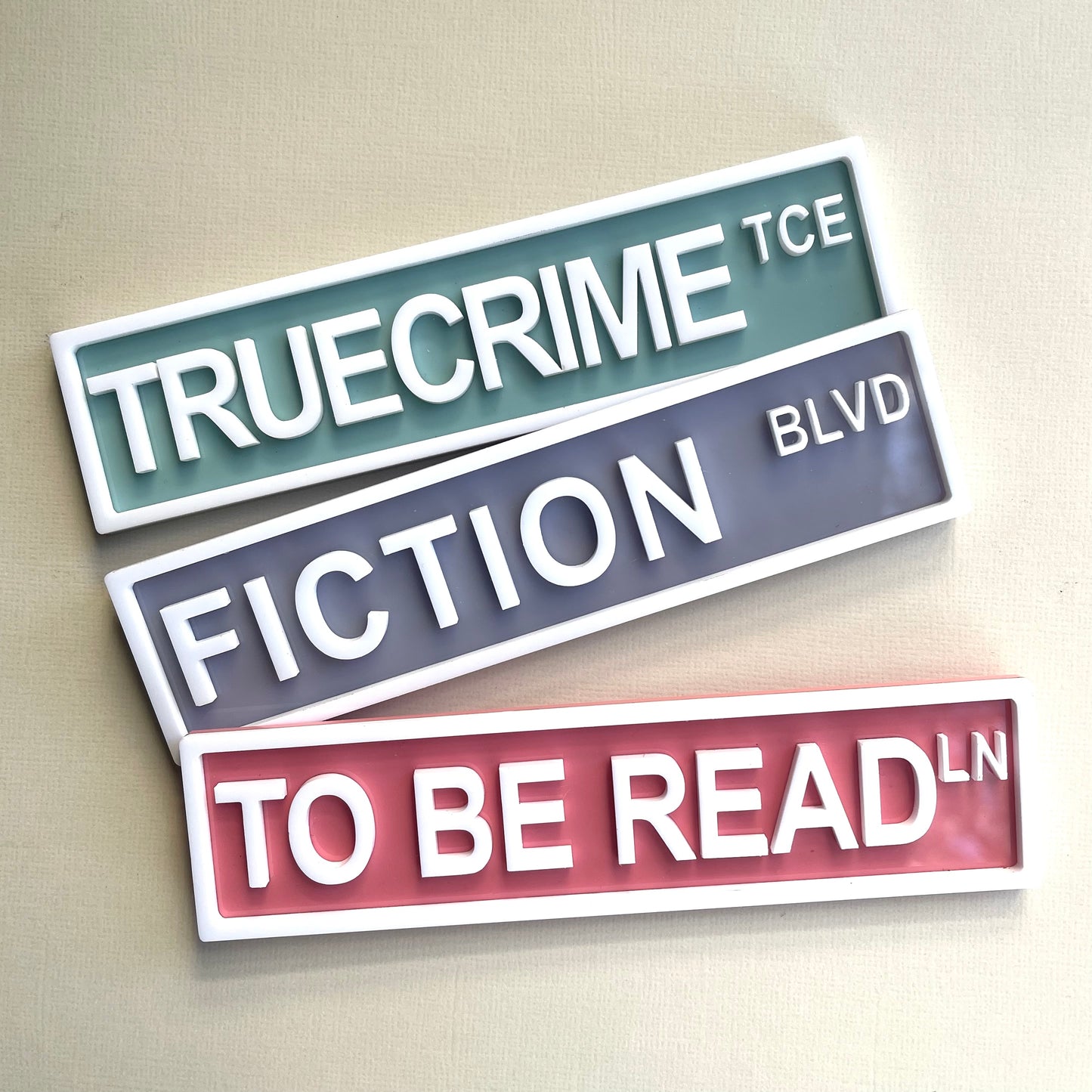 Bookish Street Signs | Acrylic Genre & Trope Labels for Bookshelves