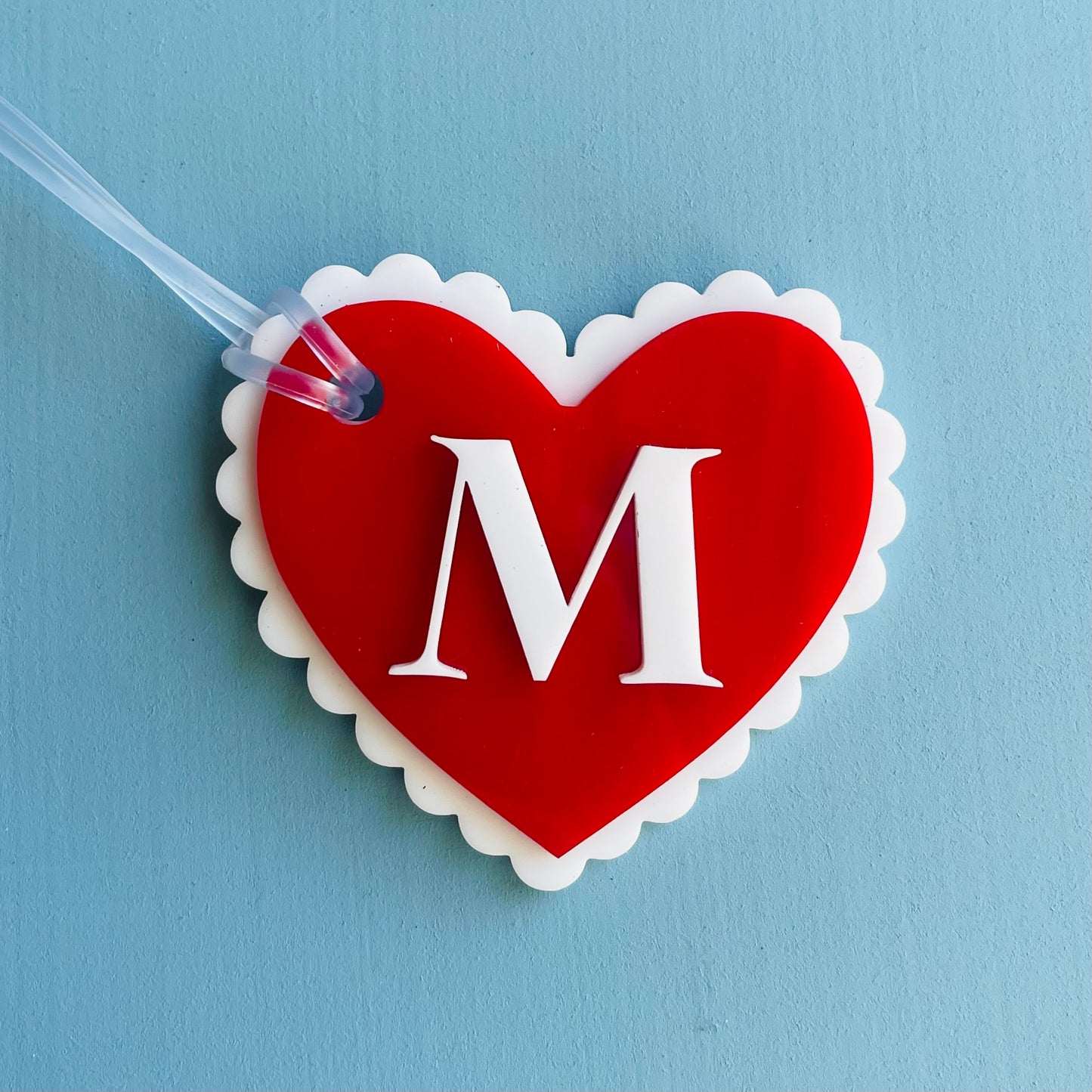 Kids & Teens | School Essentials | Scalloped Triple Layer Heart Initial Bag Tag