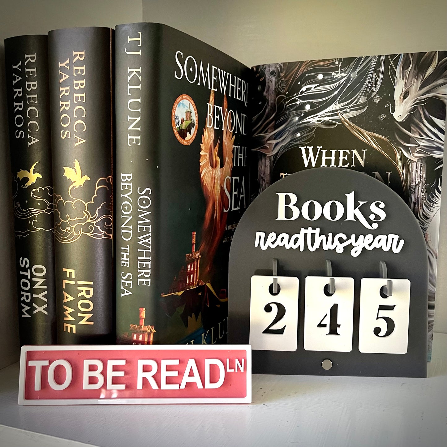 Book Tracker with Hook-On Numbers | Freestanding Acrylic Arch