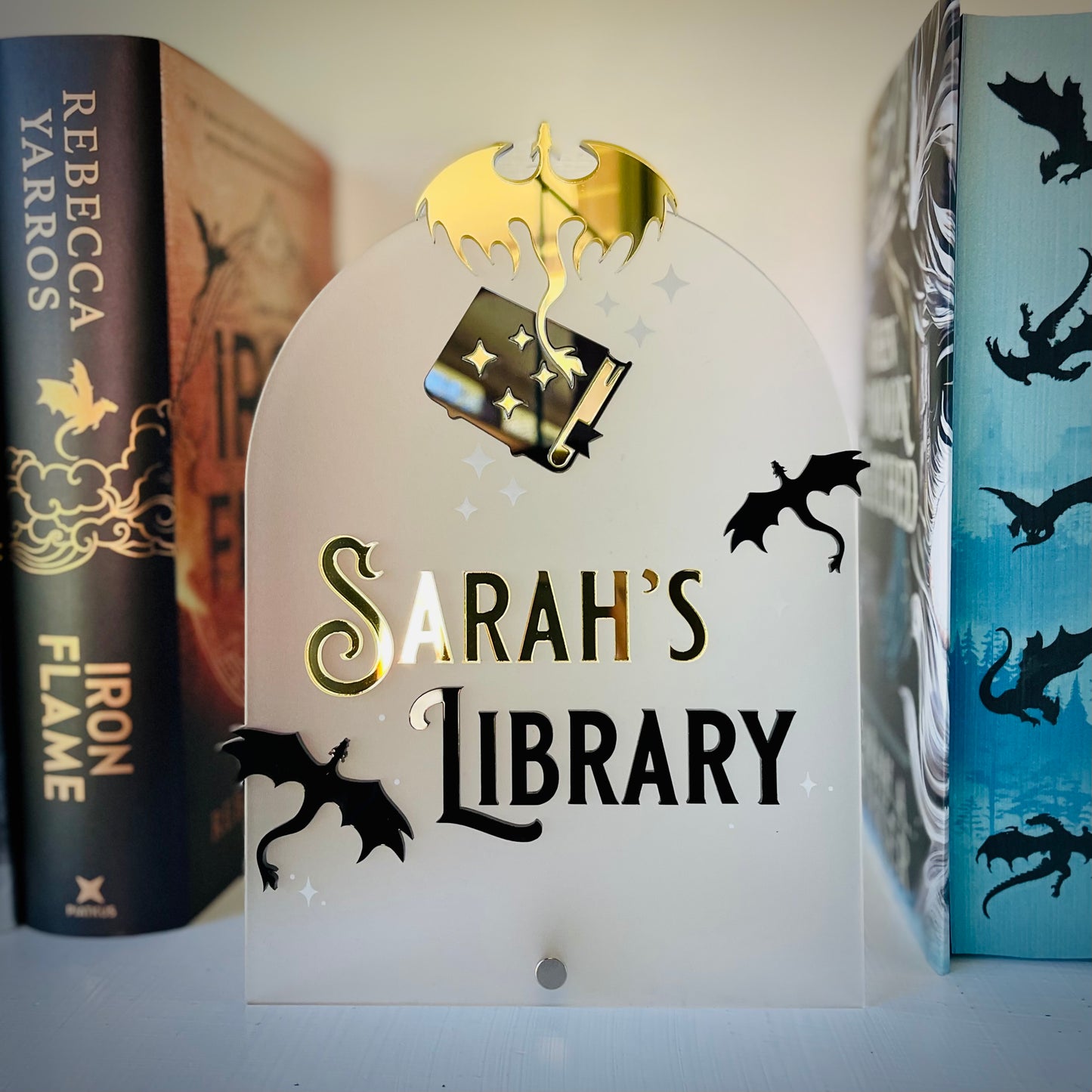 Personalised Dragon Library Sign | Fantasy-Inspired Bookshelf Decor
