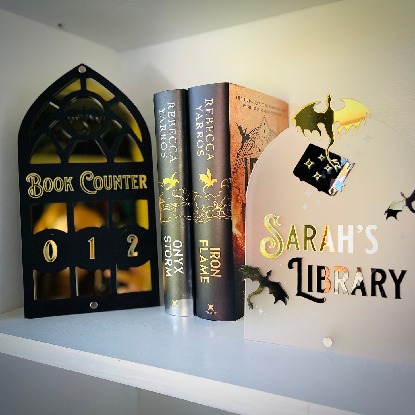 Personalised Dragon Library Sign | Fantasy-Inspired Bookshelf Decor