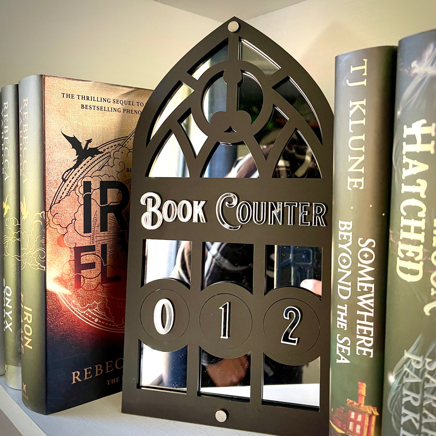 Gothic Book Tracker | Dark Academia Book Counter | Ornate Shelf Decor