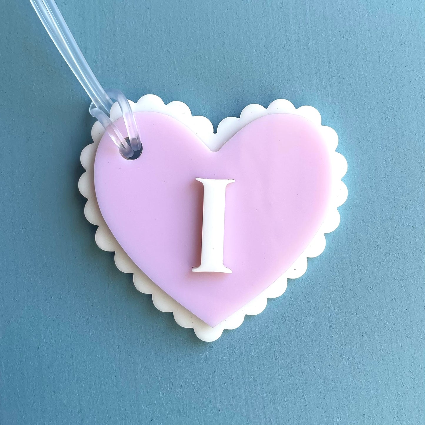 Kids & Teens | School Essentials | Scalloped Triple Layer Heart Initial Bag Tag