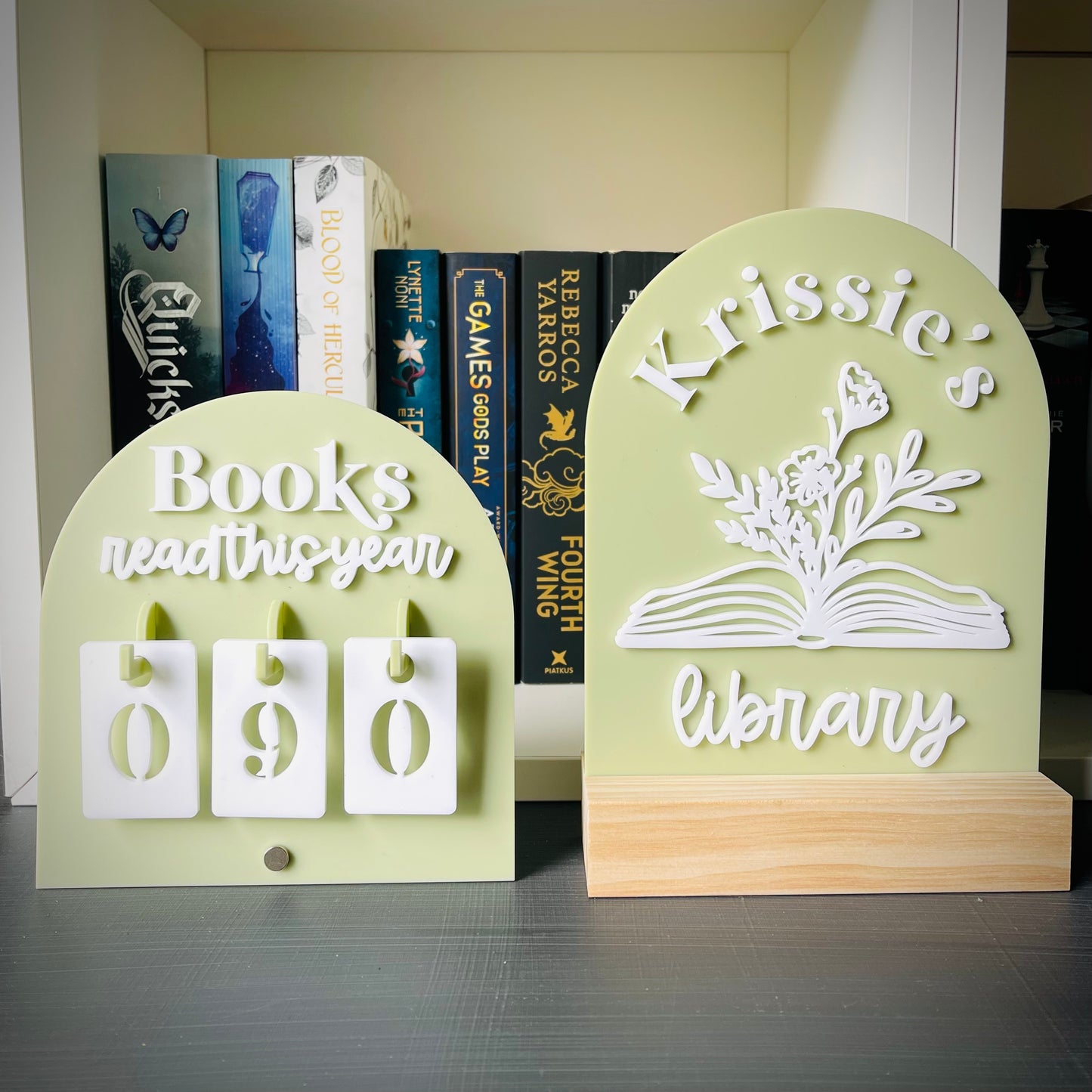 Library Sign | Book & Blooms - Personalised Acrylic Arch