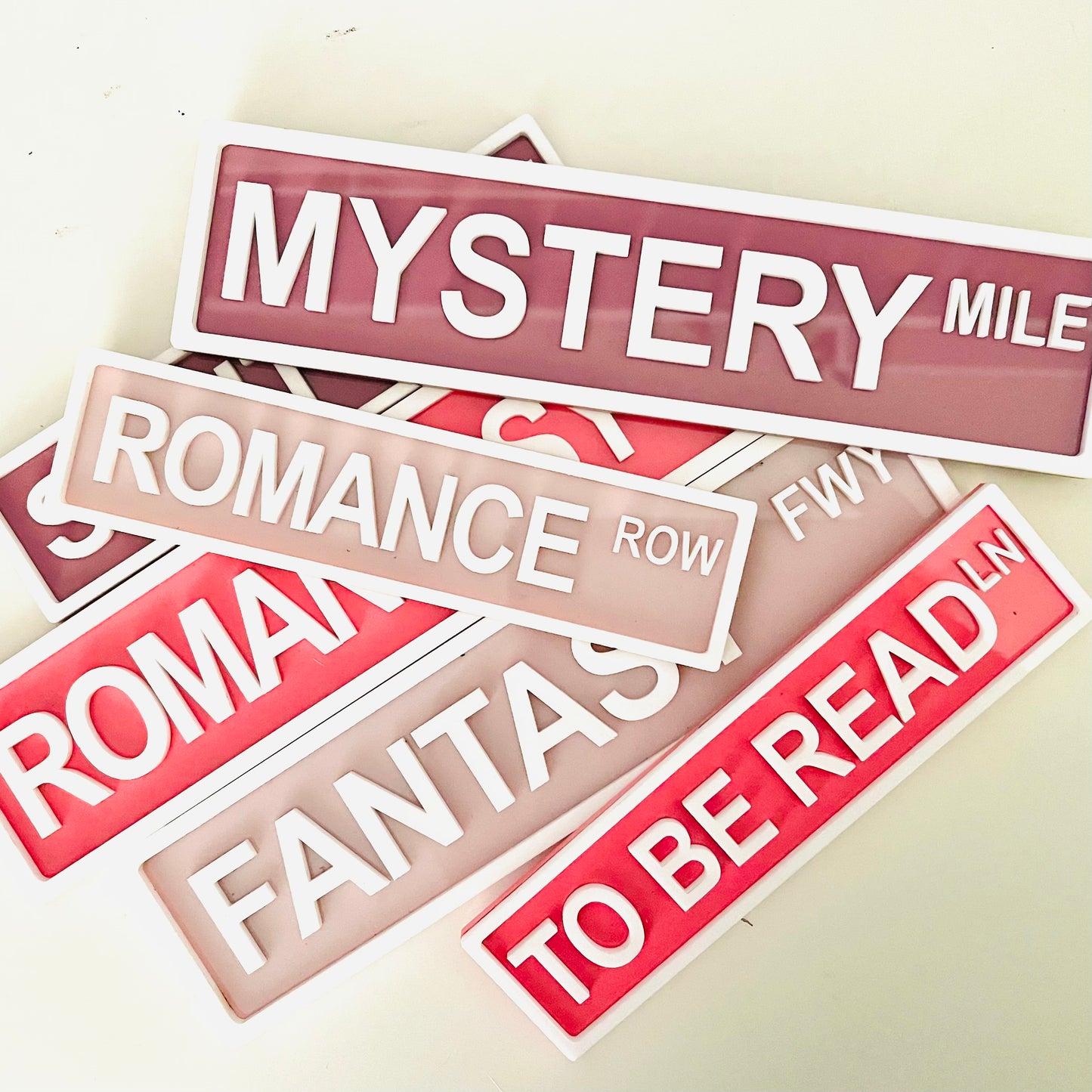 Bookish Street Signs | Acrylic Genre & Trope Labels for Bookshelves