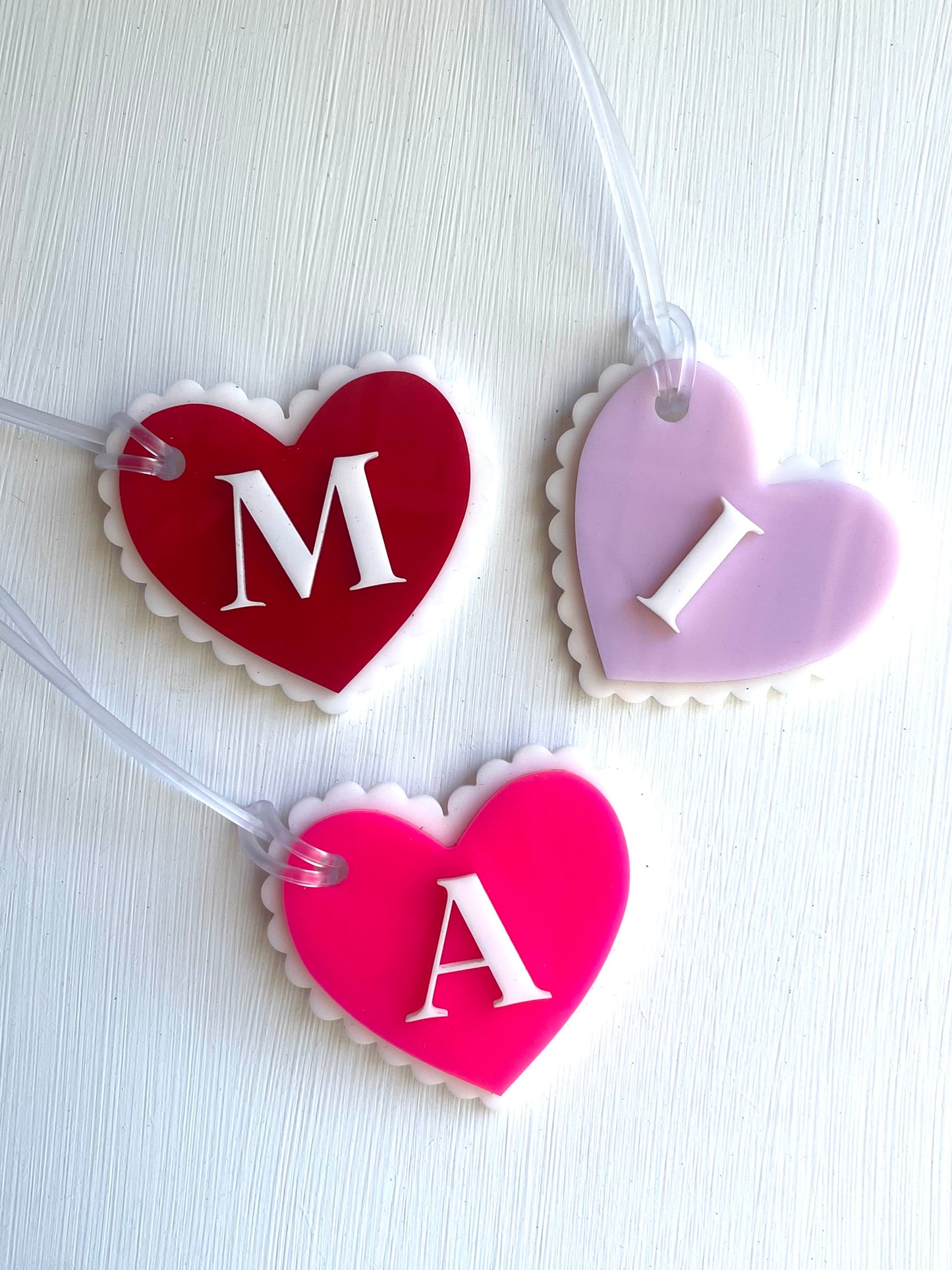 Kids & Teens | School Essentials | Scalloped Triple Layer Heart Initial Bag Tag