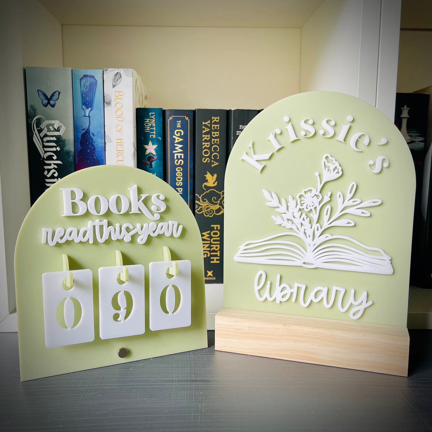 Library Sign | Book & Blooms - Personalised Acrylic Arch