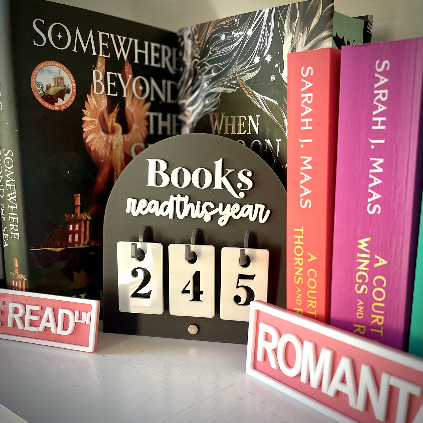 Book Tracker with Hook-On Numbers | Freestanding Acrylic Arch