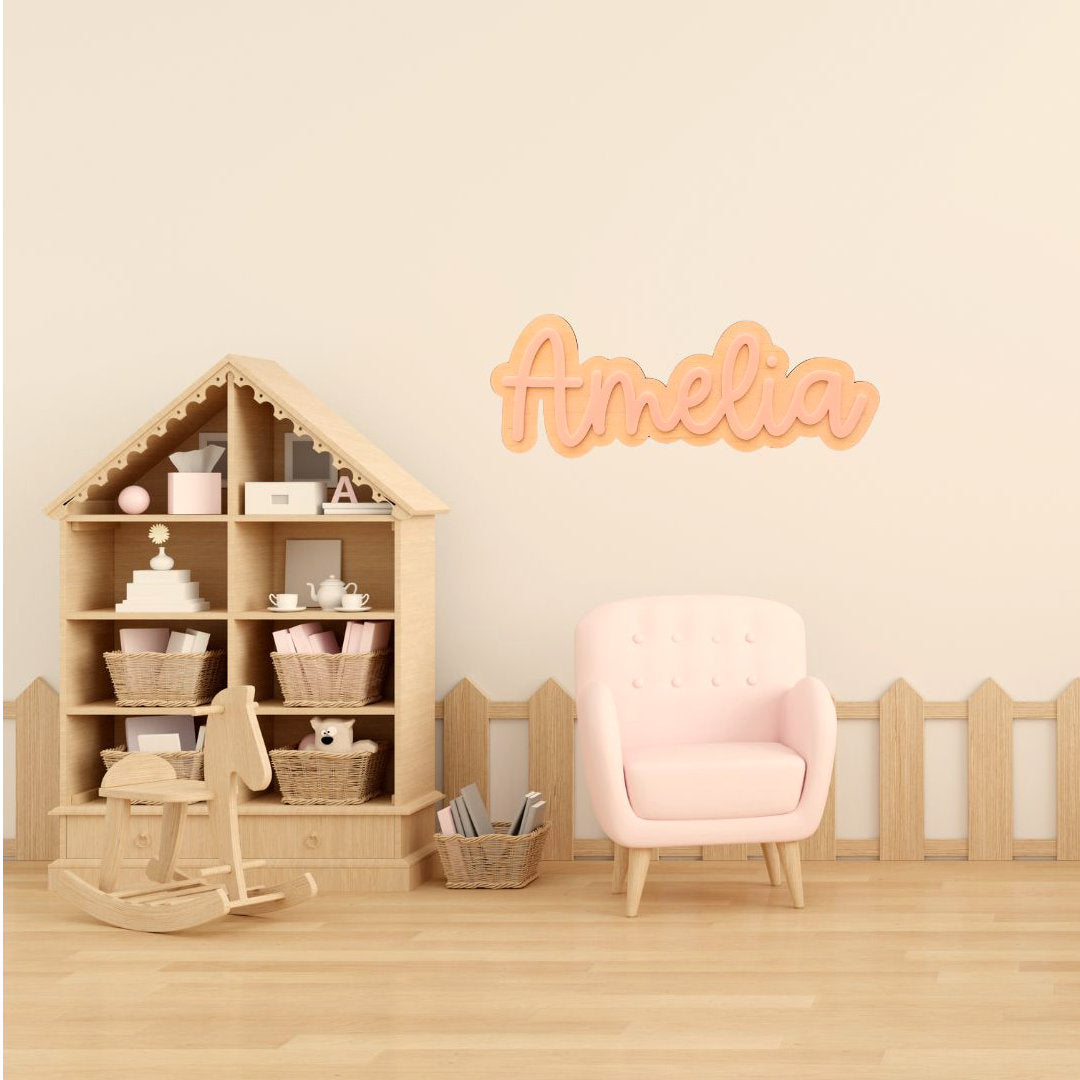 Kids | Name Plaque Double-Layered Classic Script