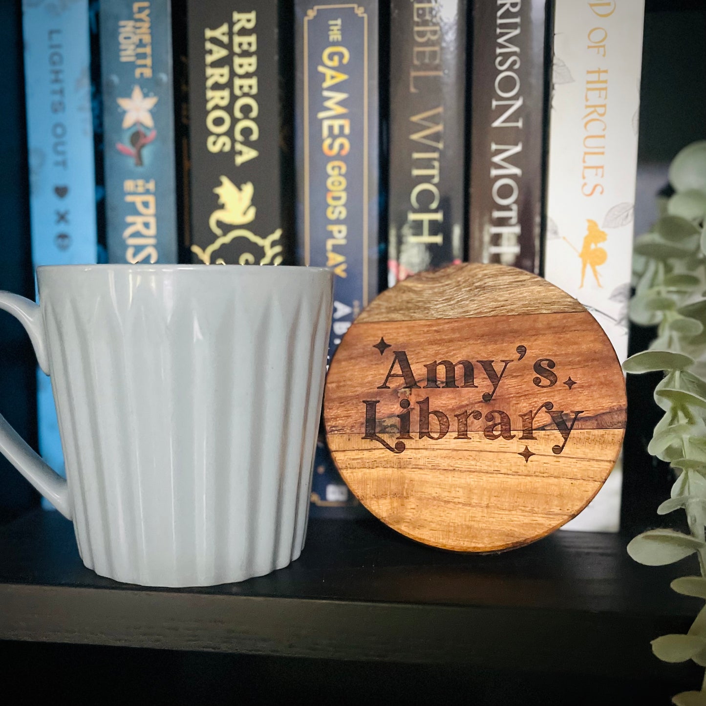 Bookish Coaster | Personalised Acacia Wood Coaster