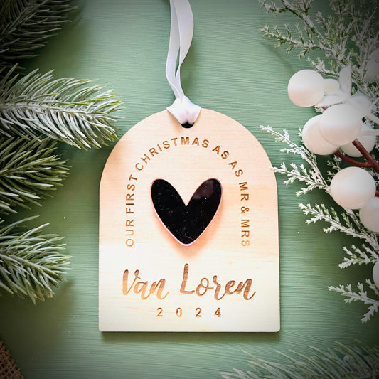 Christmas | Our First Christmas as Mr & Mrs (Personalised) Heart Design