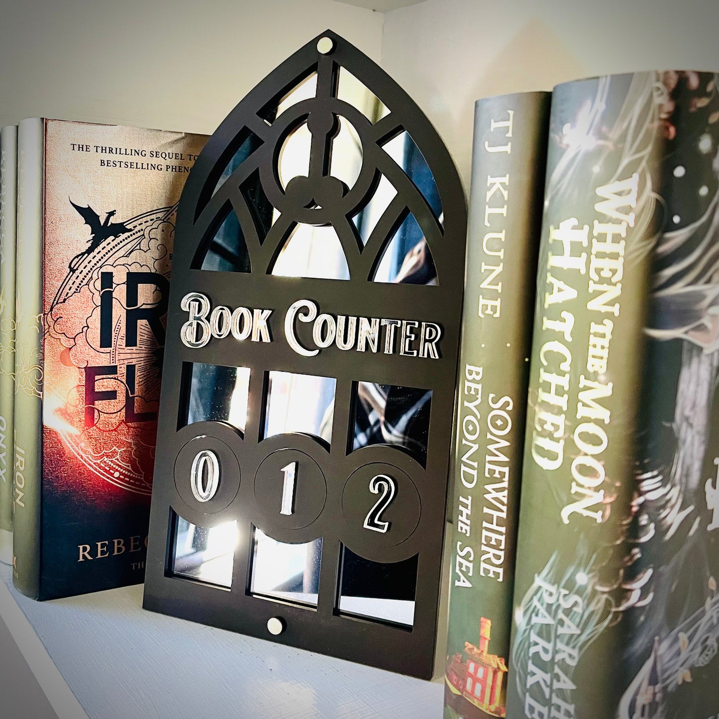 Gothic Book Tracker | Dark Academia Book Counter | Ornate Shelf Decor