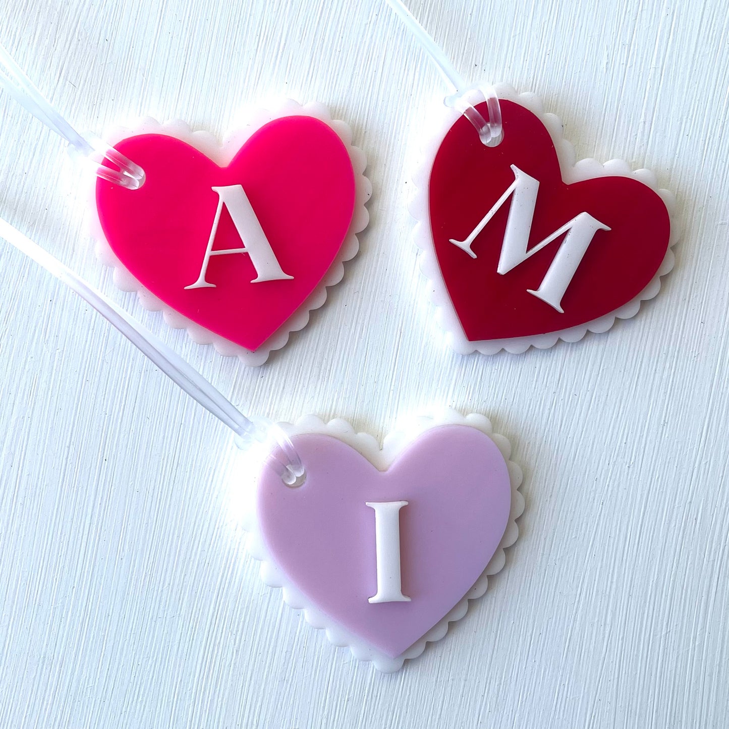 Kids & Teens | School Essentials | Scalloped Triple Layer Heart Initial Bag Tag