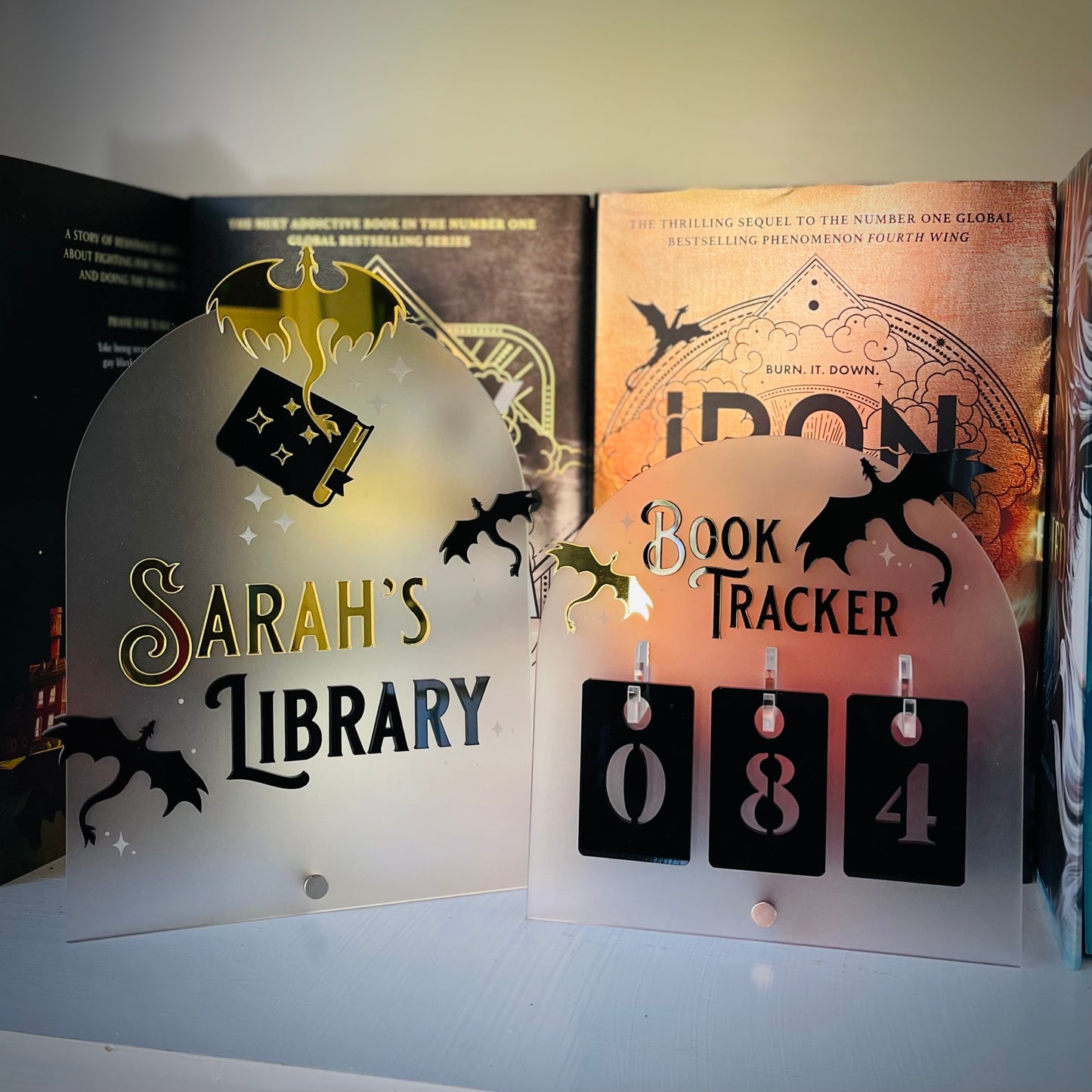 Personalised Dragon Library Sign | Fantasy-Inspired Bookshelf Decor