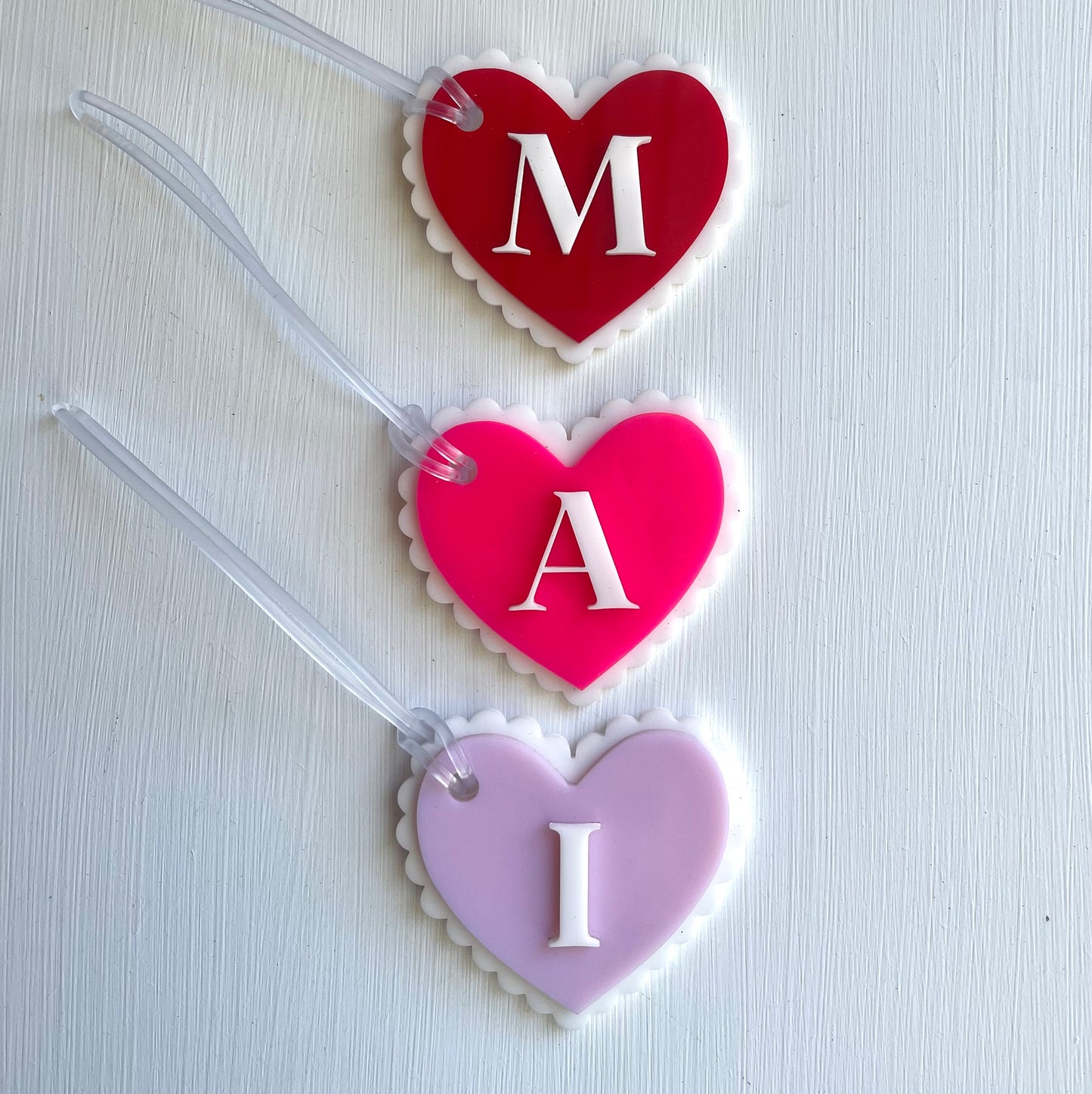 Kids & Teens | School Essentials | Scalloped Triple Layer Heart Initial Bag Tag