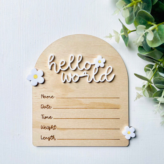 Baby Essentials | Filled Daisy Baby Birth Announcement Sign