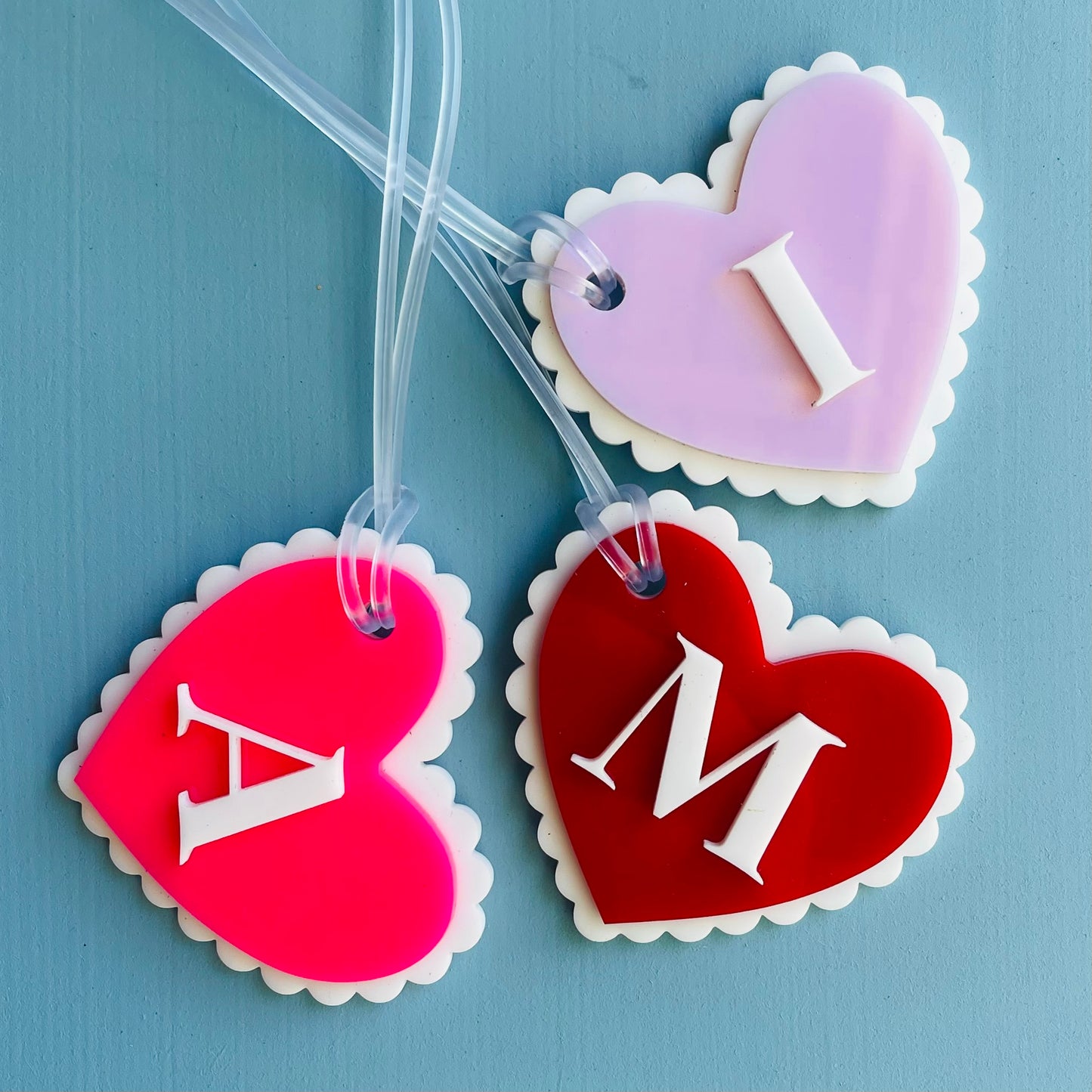 Kids & Teens | School Essentials | Scalloped Triple Layer Heart Initial Bag Tag
