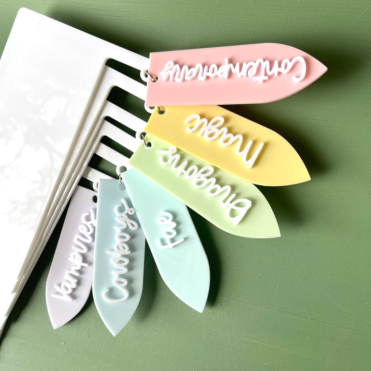 Book Tavern Sign | Romantic Edition | Scripted Acrylic Shelf Label for Book Organisation