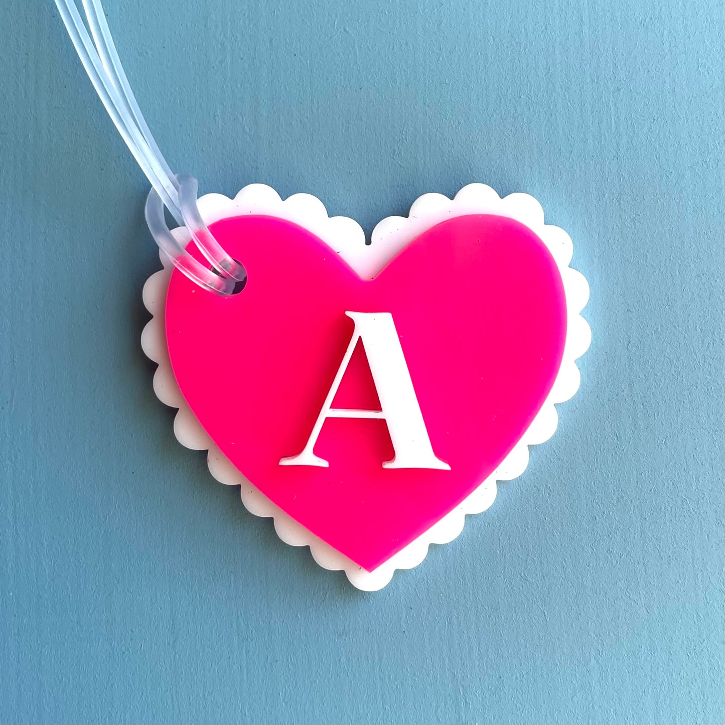 Kids & Teens | School Essentials | Scalloped Triple Layer Heart Initial Bag Tag
