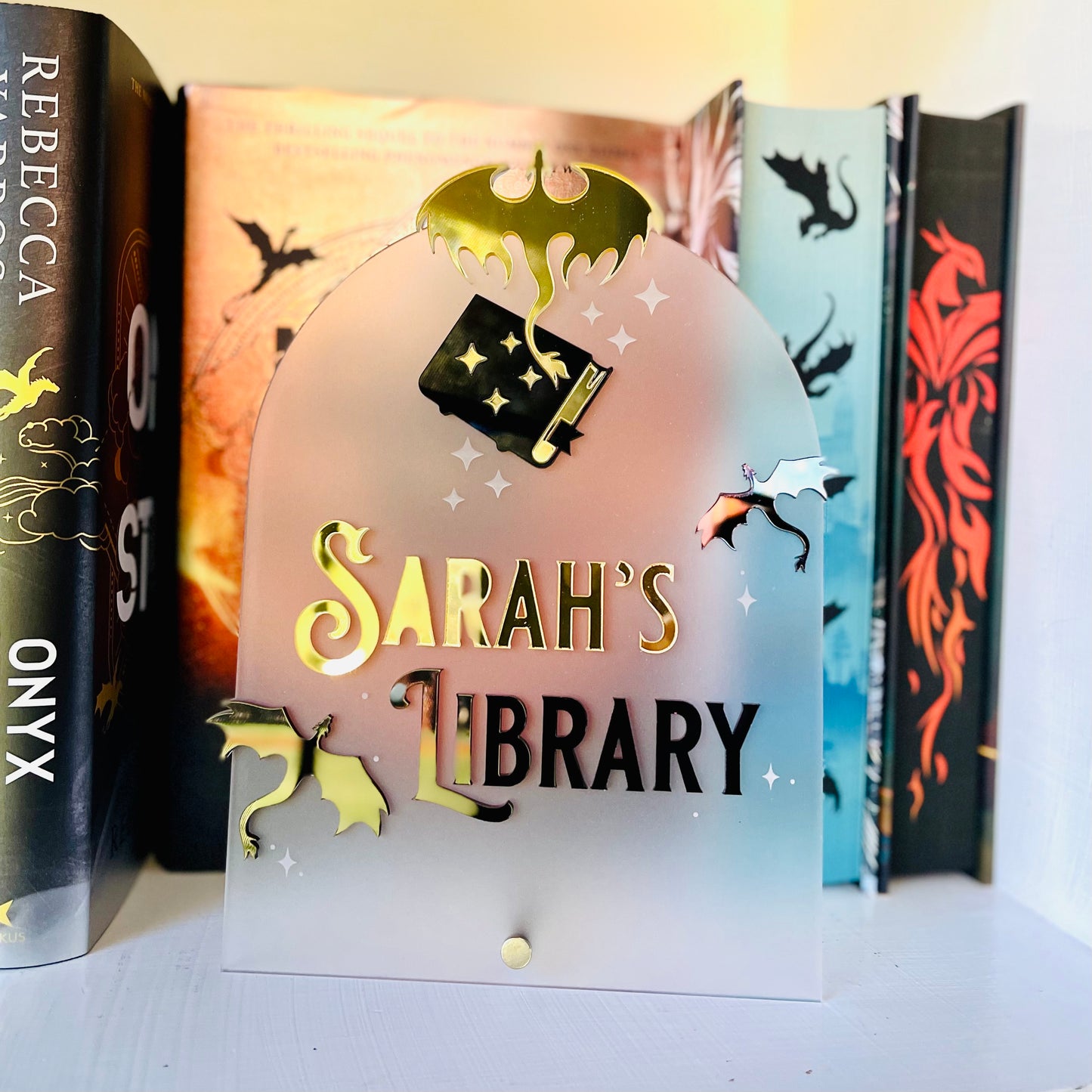 Personalised Dragon Library Sign | Fantasy-Inspired Bookshelf Decor
