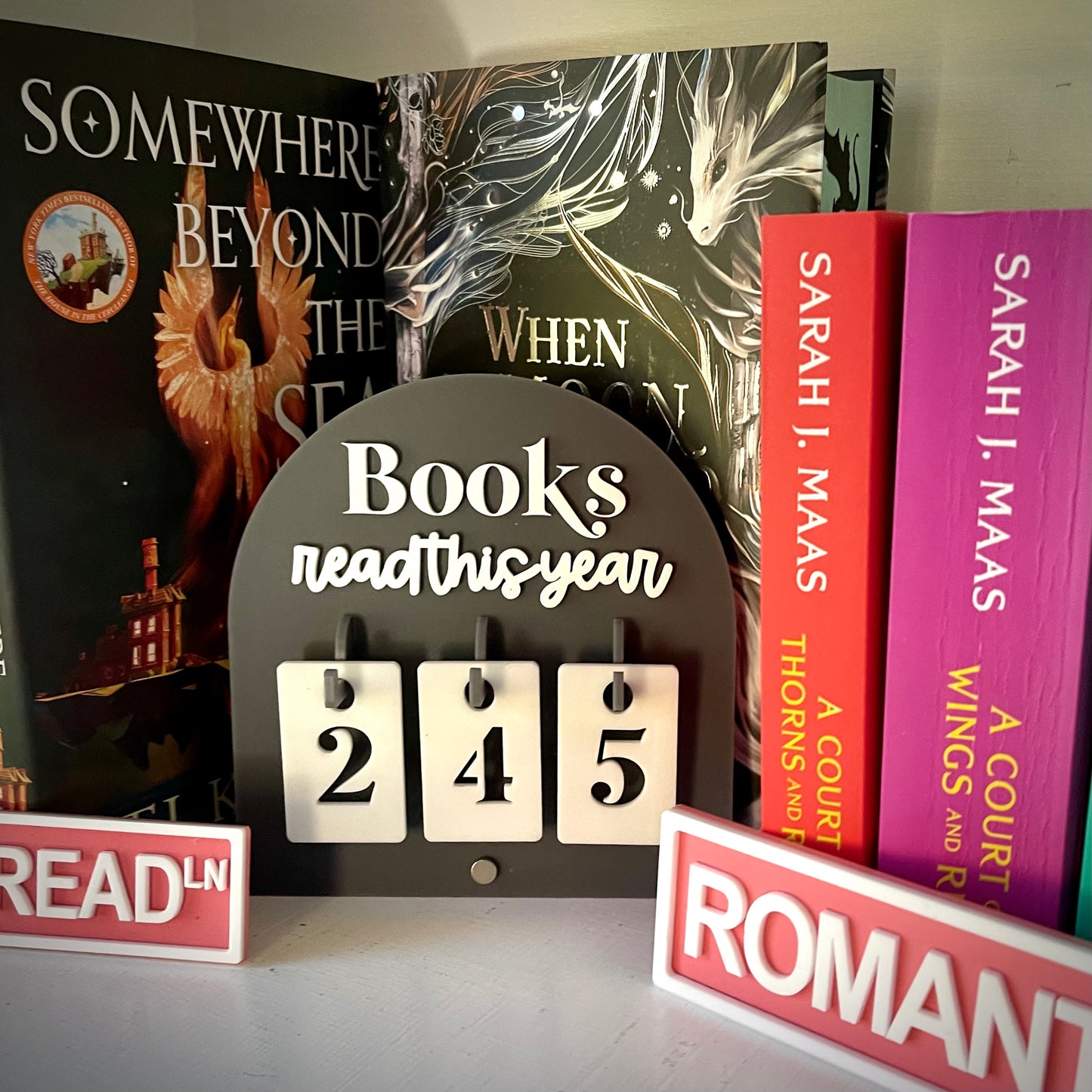 Book Tracker with Hook-On Numbers | Freestanding Acrylic Arch