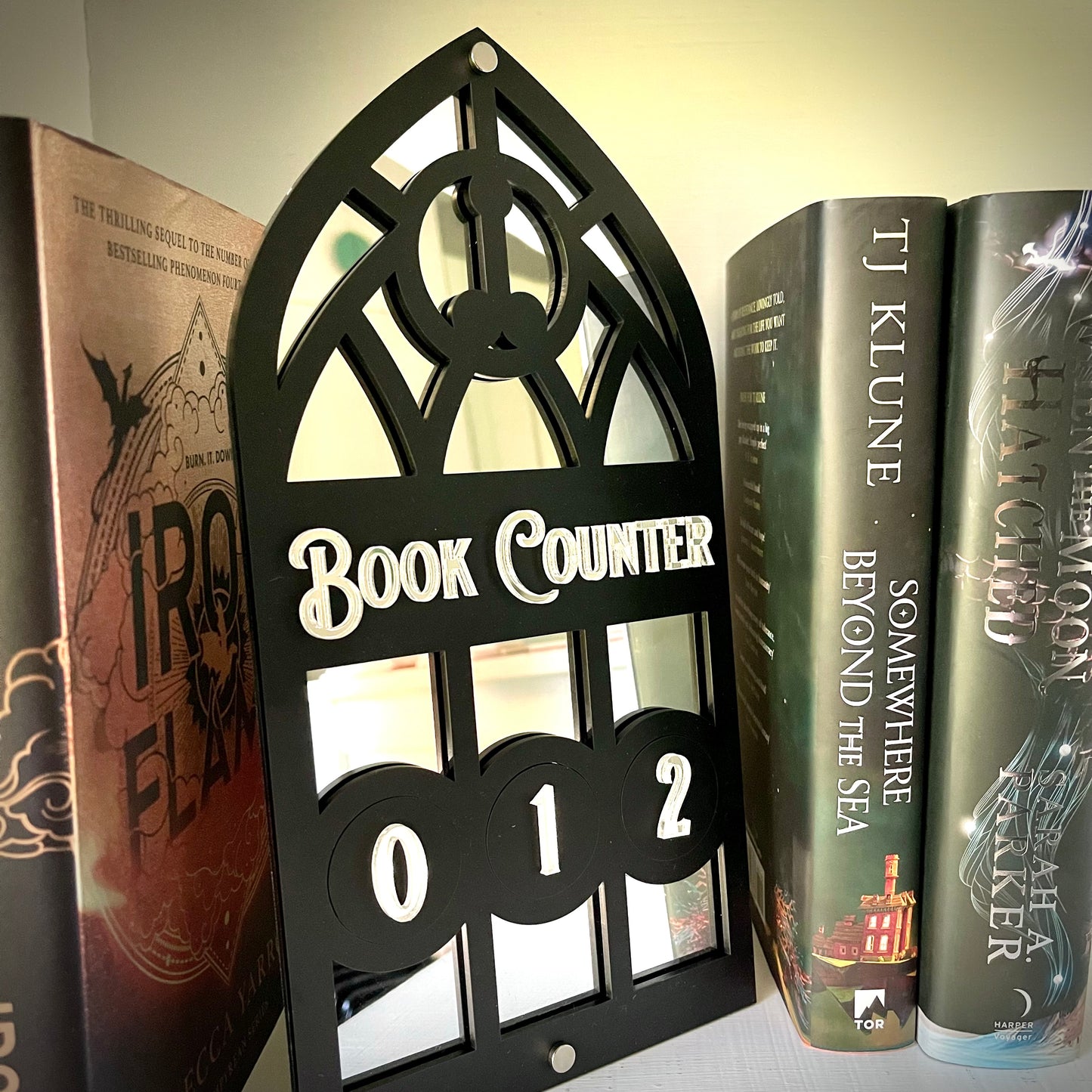 Gothic Book Tracker | Dark Academia Book Counter | Ornate Shelf Decor