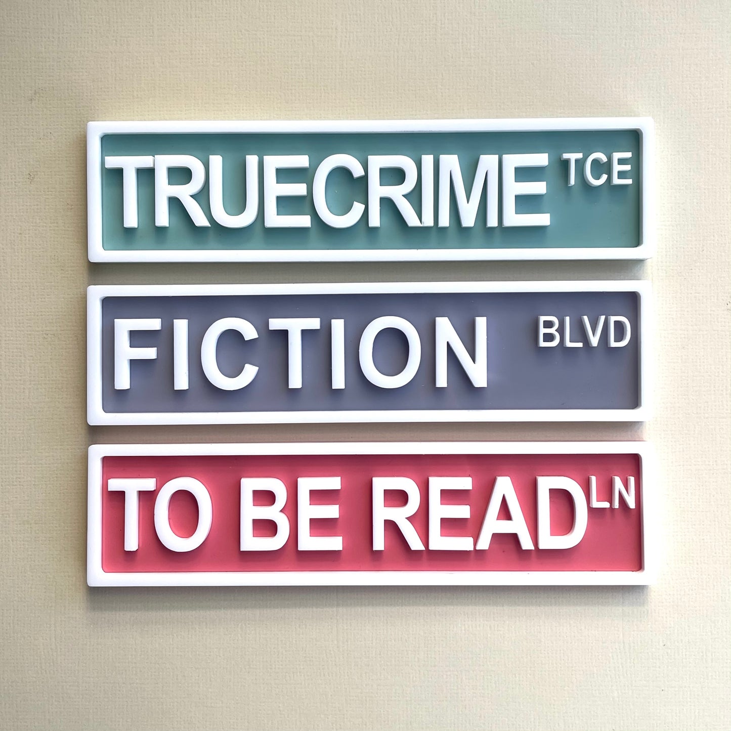 Bookish Street Signs | Acrylic Genre & Trope Labels for Bookshelves