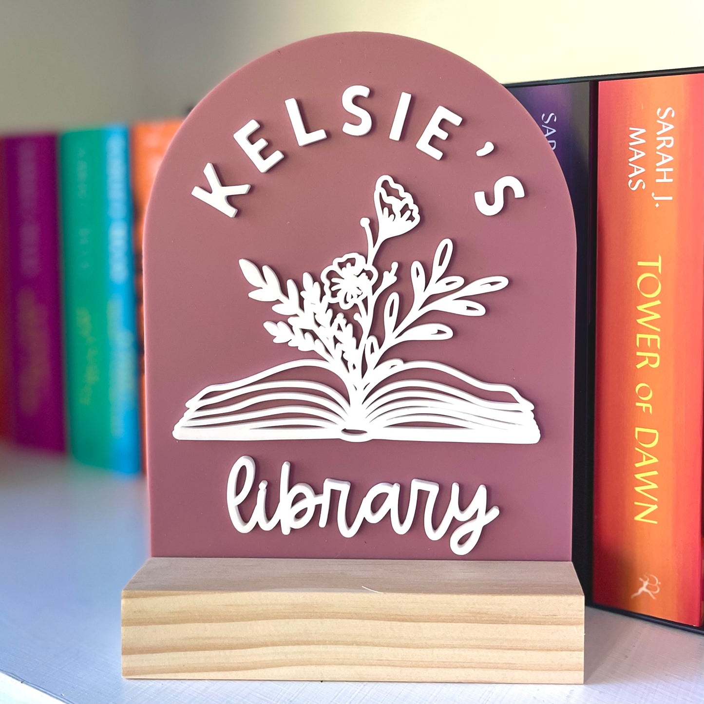 Library Sign | Book & Blooms - Personalised Acrylic Arch