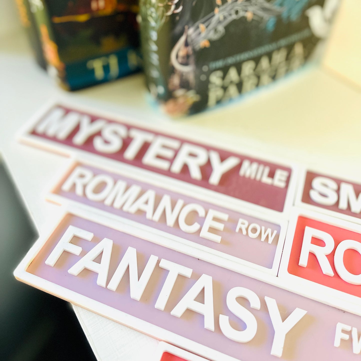 Bookish Street Signs | Acrylic Genre & Trope Labels for Bookshelves