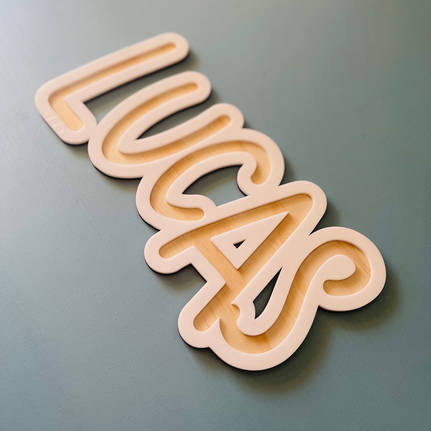 Kids | Layered Acrylic & Plywood Name Plaque