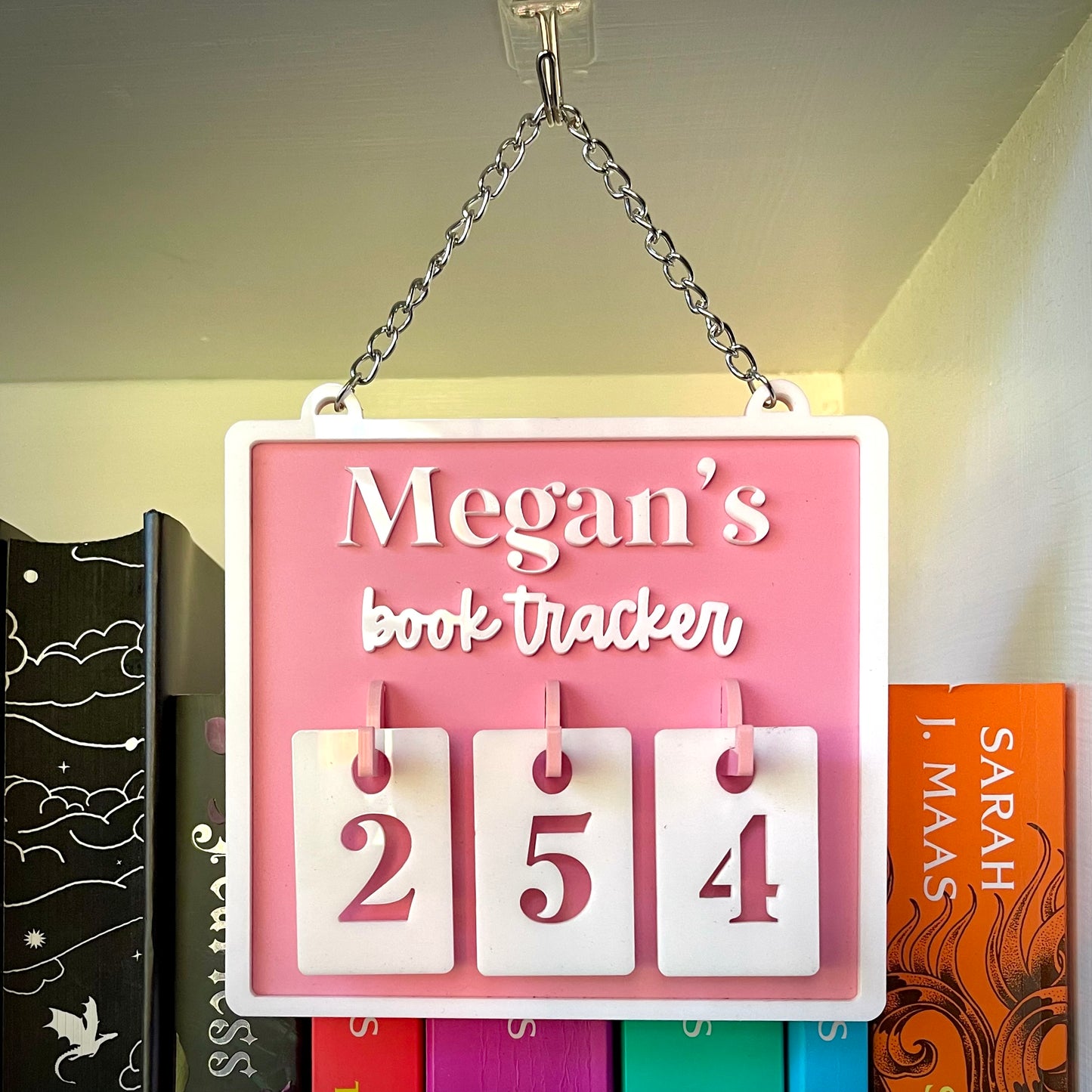 Book Tracker | Personalised Hanging Book Tracker with Number Hooks | For Avid Readers