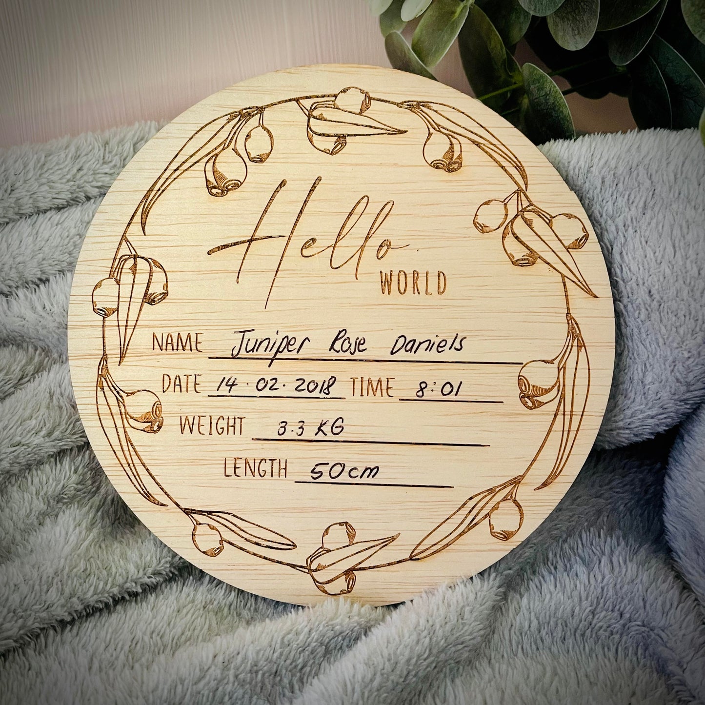 Baby Essentials | Eucalyptus Baby Birth Announcement Sign