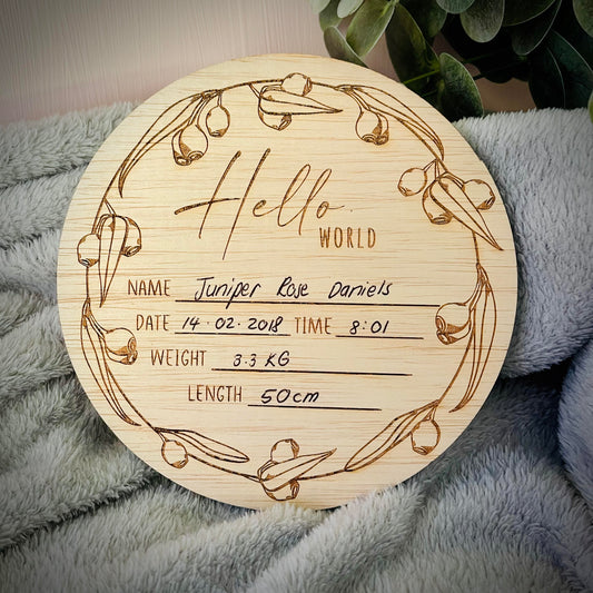 Baby Essentials | Eucalyptus Baby Birth Announcement Sign