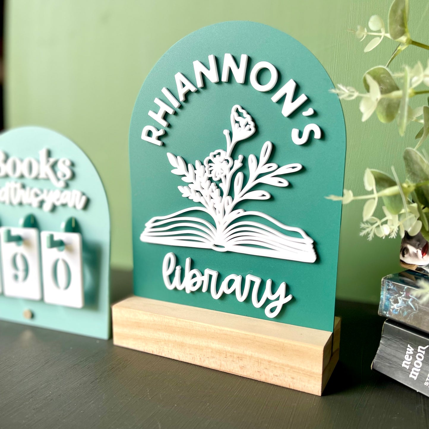 Library Sign | Book & Blooms - Personalised Acrylic Arch