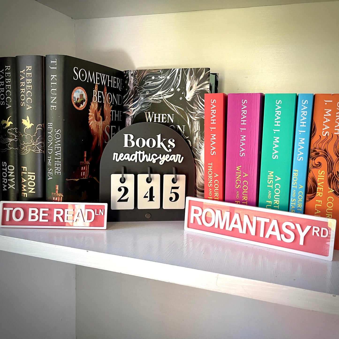 Book Tracker with Hook-On Numbers | Freestanding Acrylic Arch