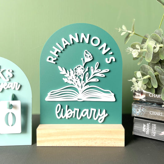 Library Sign | Book & Blooms - Personalised Acrylic Arch