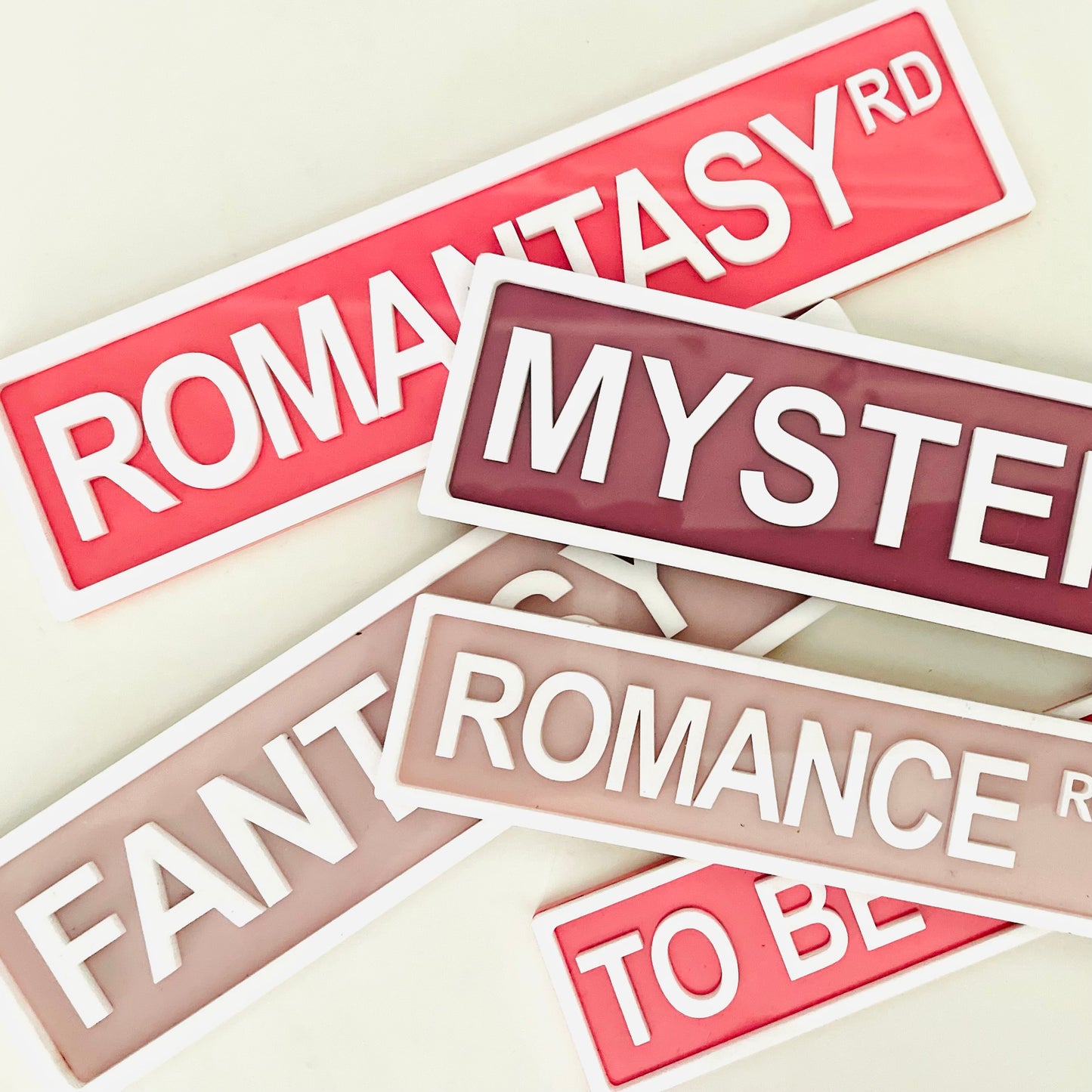 Bookish Street Signs | Acrylic Genre & Trope Labels for Bookshelves