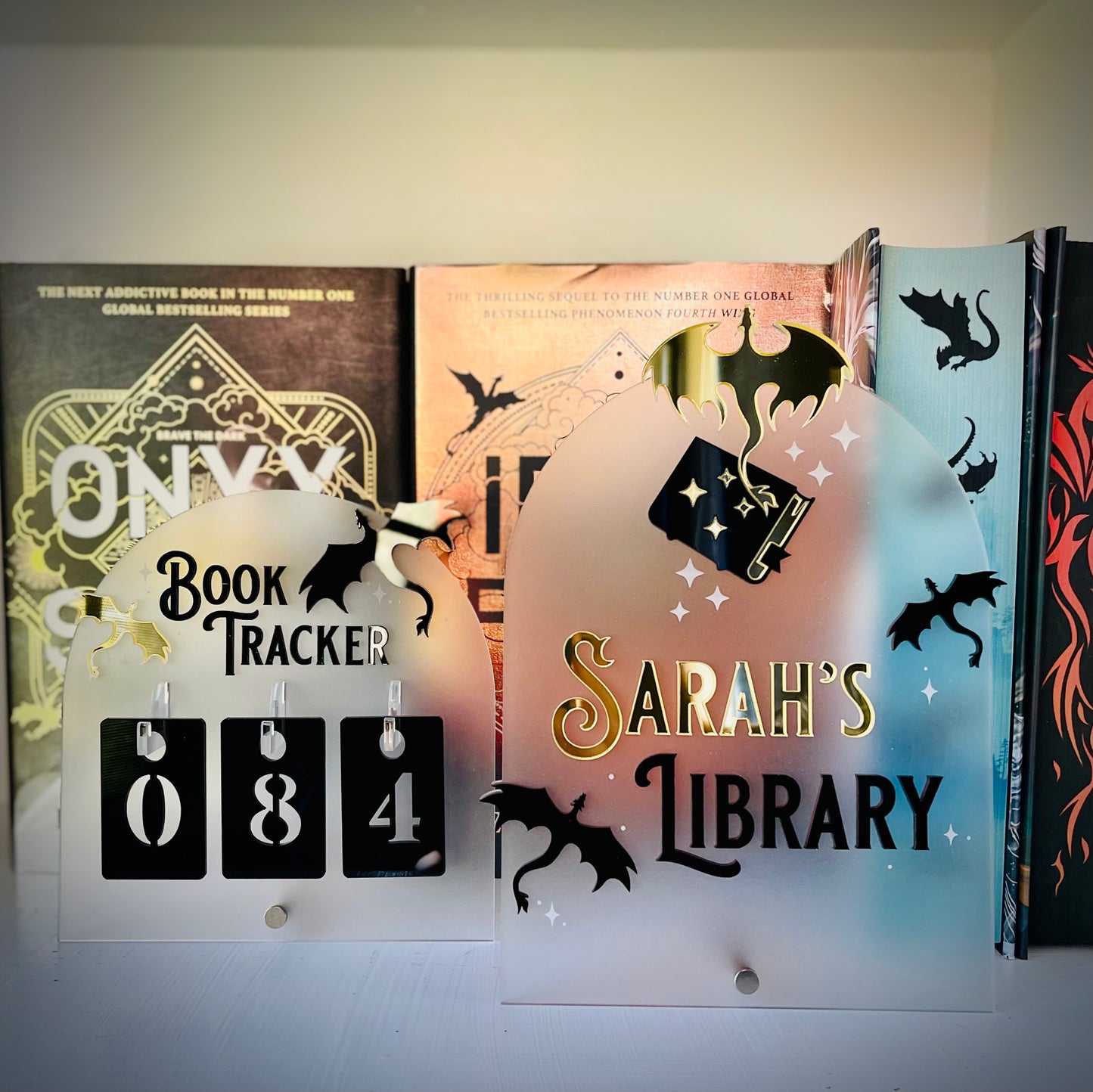 Personalised Dragon Library Sign | Fantasy-Inspired Bookshelf Decor
