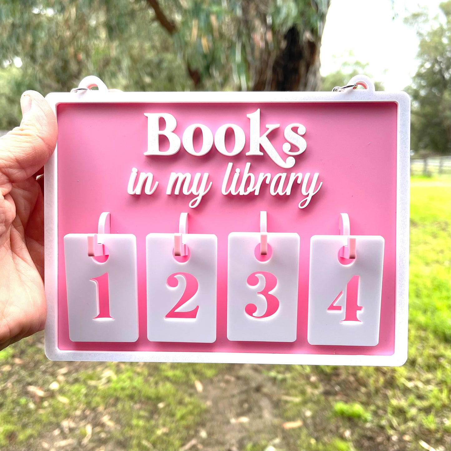 Book Tracker 1000 | Personalised Hanging Book Tracker with Number Hooks | Home Library Book Count Sign