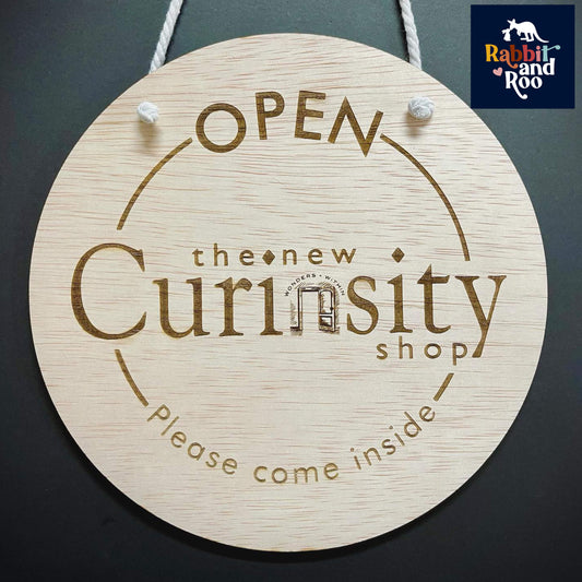 Business | Double-sided Engraved Logo Plaque OPEN & CLOSED SIGN