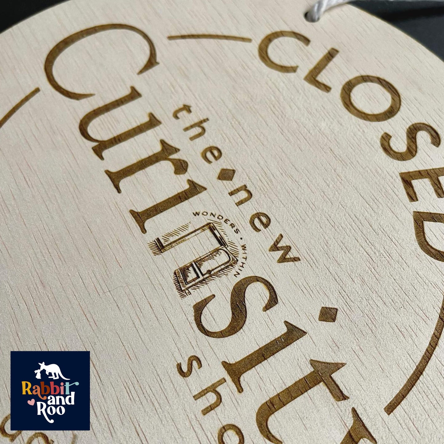 Business | Double-sided Engraved Logo Plaque OPEN & CLOSED SIGN