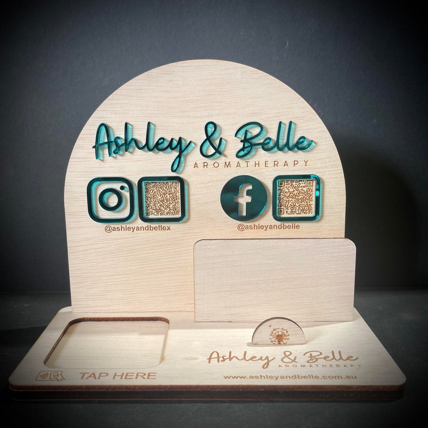 Business | Wooden QR Business Card and Square Stand Arch 3D