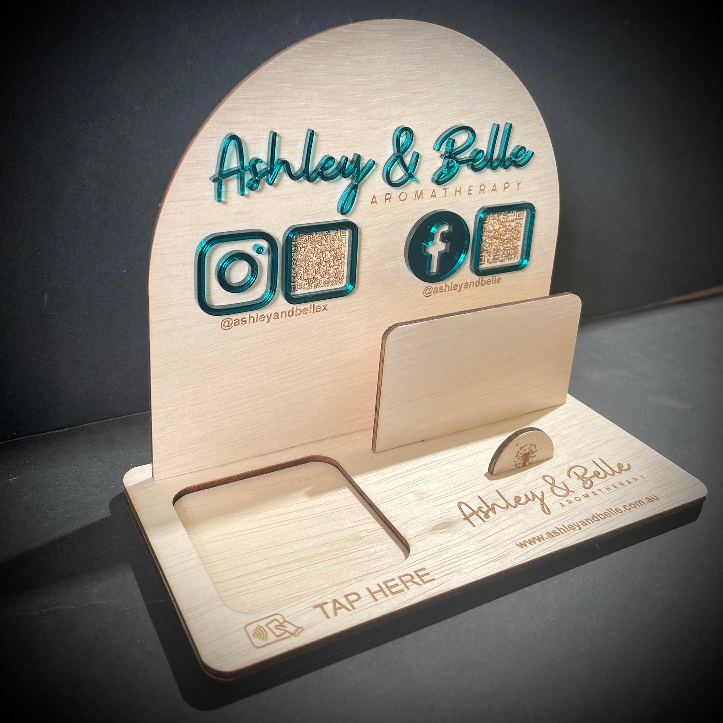 Business | Wooden QR Business Card and Square Stand Arch 3D