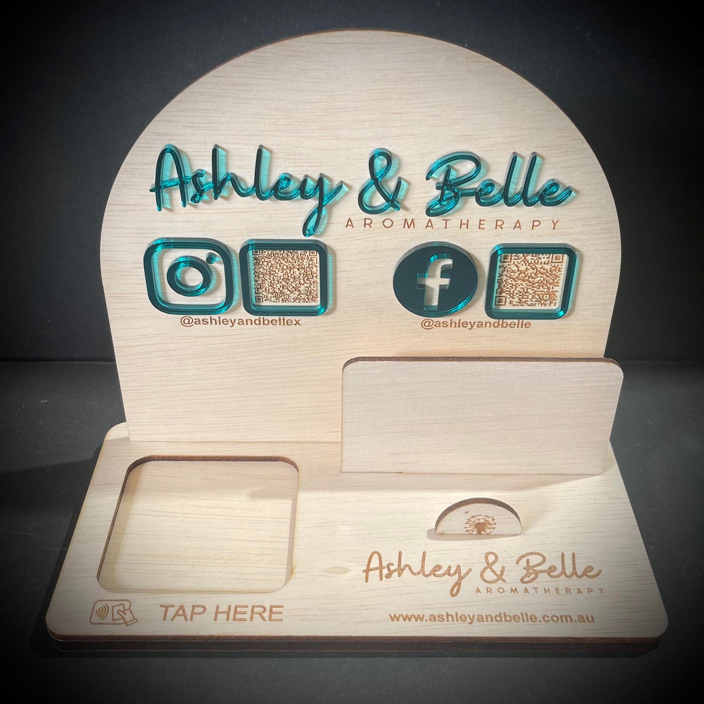 Business | Wooden QR Business Card and Square Stand Arch 3D