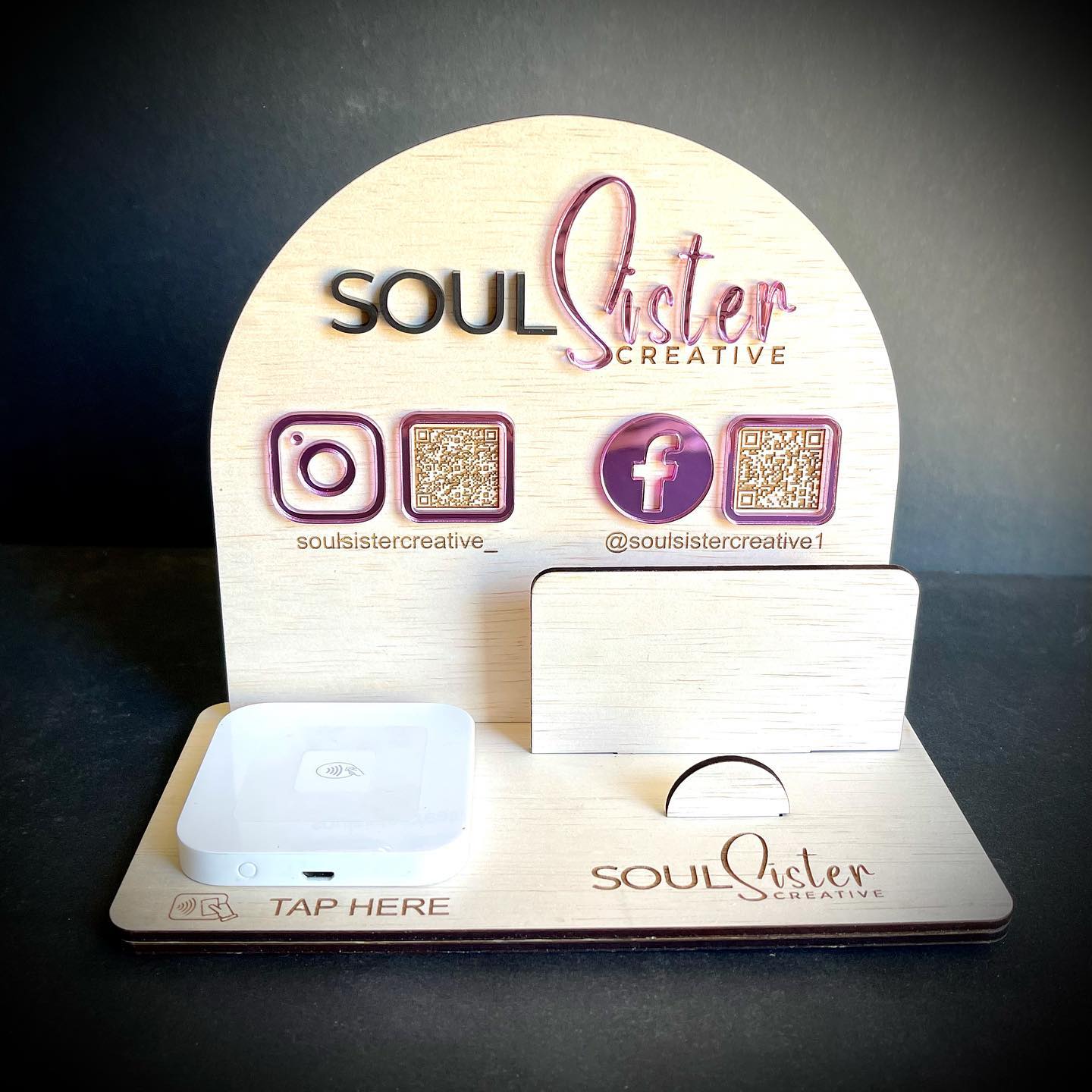 Business | Wooden QR Business Card and Square Stand Arch 3D