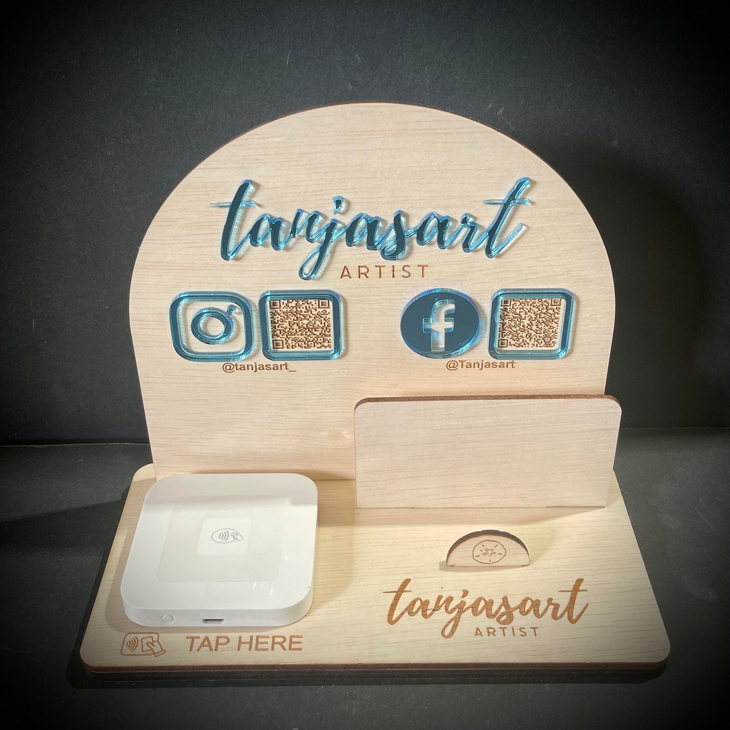 Business | Wooden QR Business Card and Square Stand Arch 3D