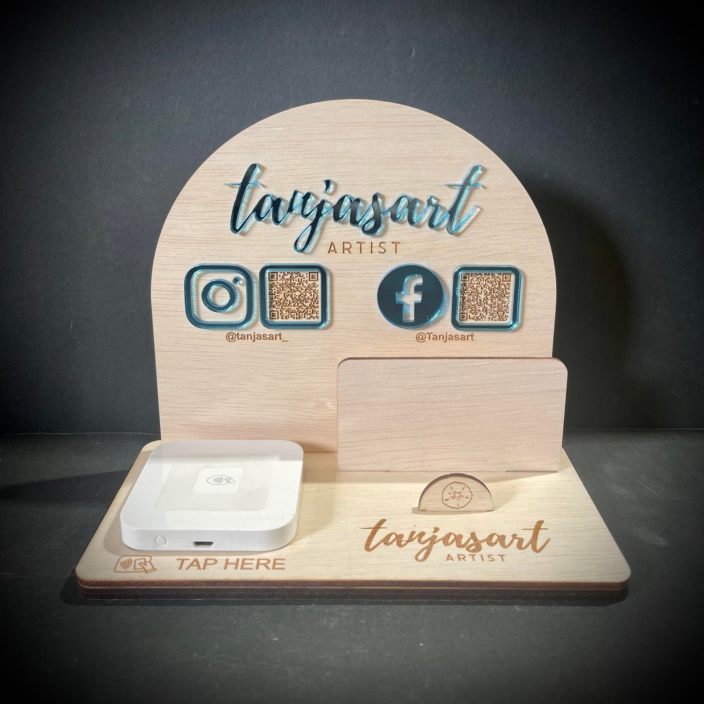 Business | Wooden QR Business Card and Square Stand Arch 3D