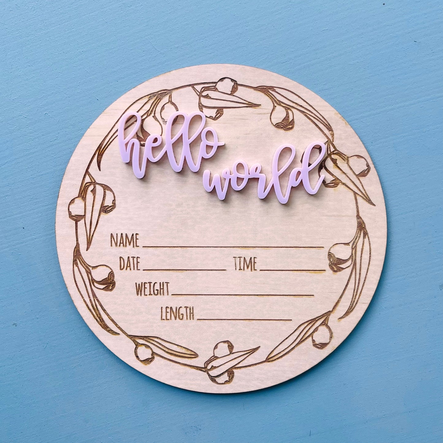 Babies | Eucalyptus and Acrylic Birth Announcement