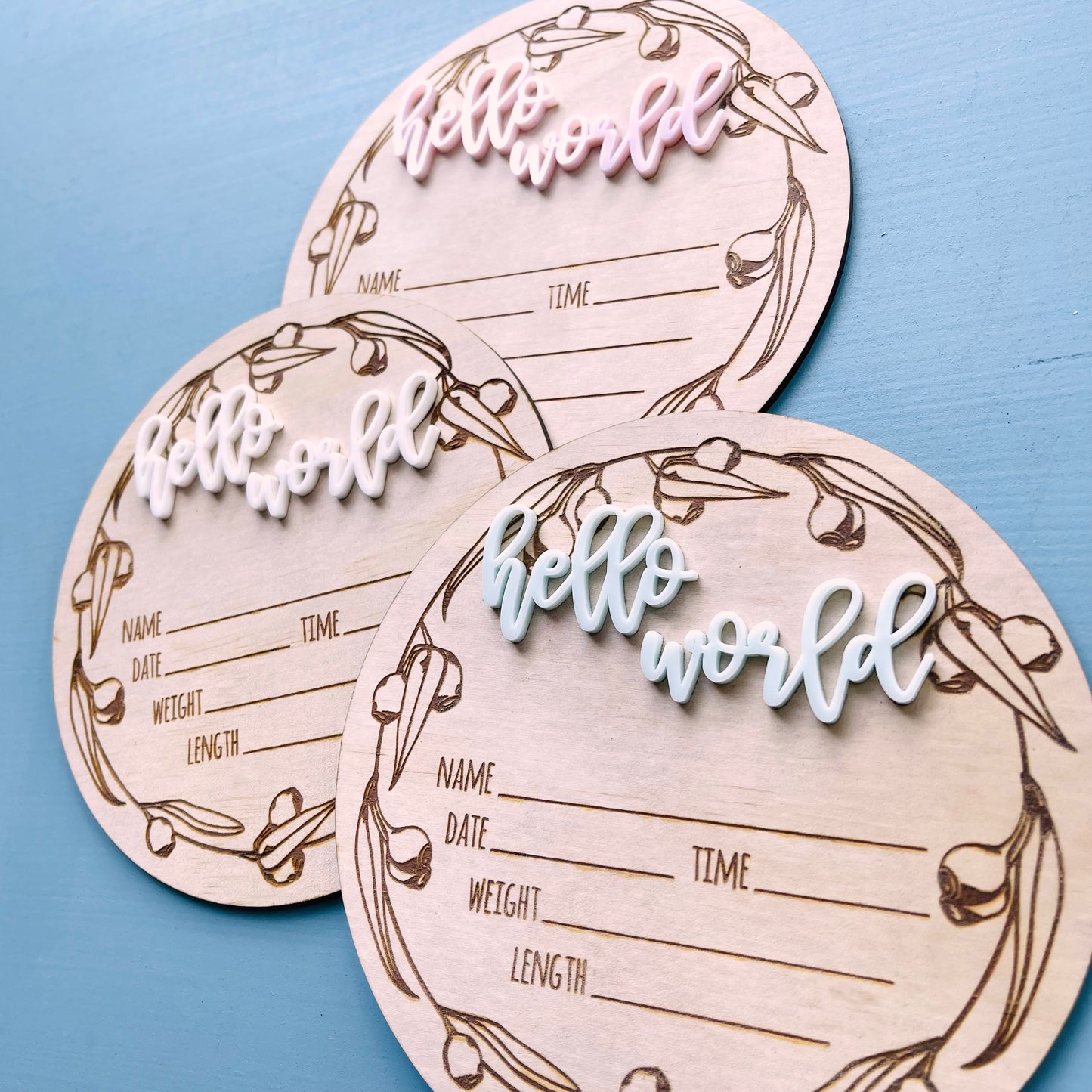 Babies | Eucalyptus and Acrylic Birth Announcement