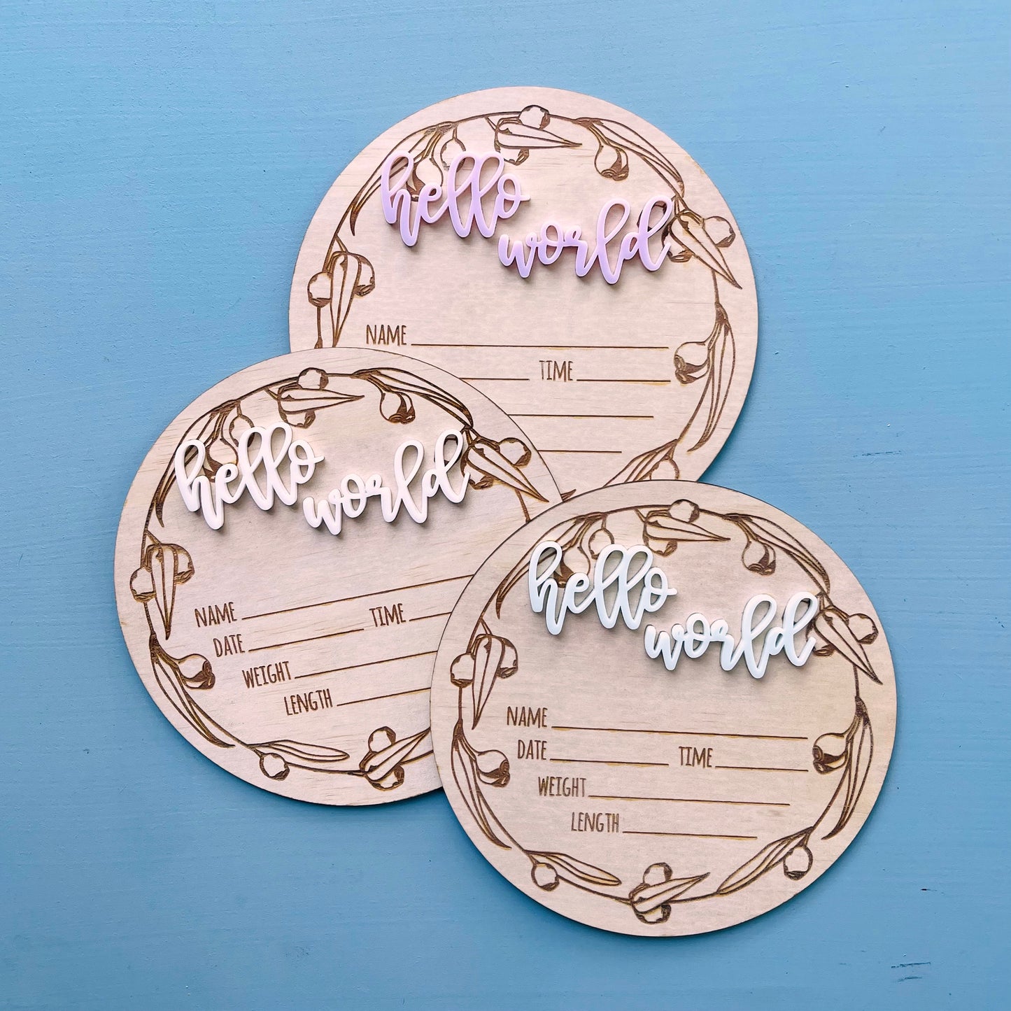 Babies | Eucalyptus and Acrylic Birth Announcement